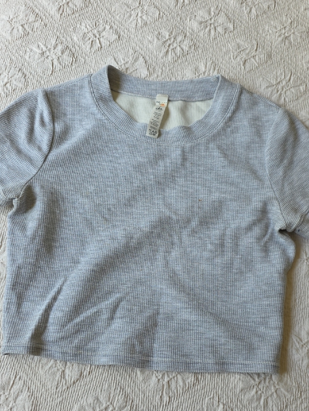 ALO Yoga Light Gray Ribbed Crop Top
